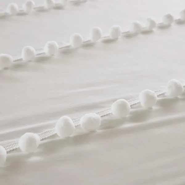 Comforters-Kirkland's Home Pom Pom Full/Queen 3-Pc. Comforter Set White