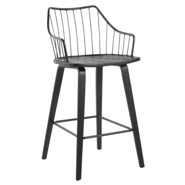 Bar Stools & Counter Height Stools-Kirkland's Home Poplar Wood Swivel Counter Stool Black