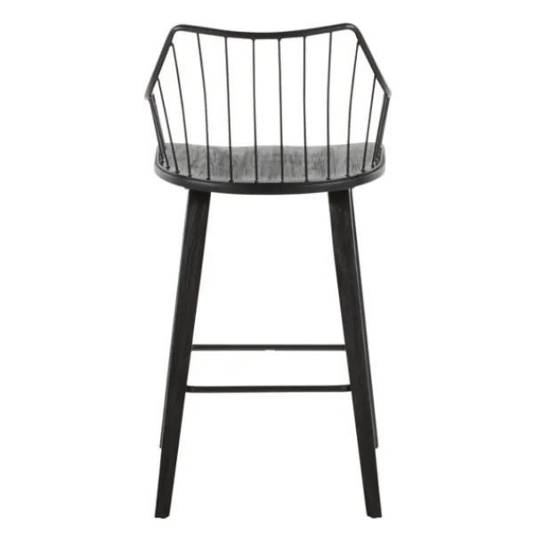Bar Stools & Counter Height Stools-Kirkland's Home Poplar Wood Swivel Counter Stool Black