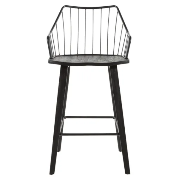 Bar Stools & Counter Height Stools-Kirkland's Home Poplar Wood Swivel Counter Stool Black
