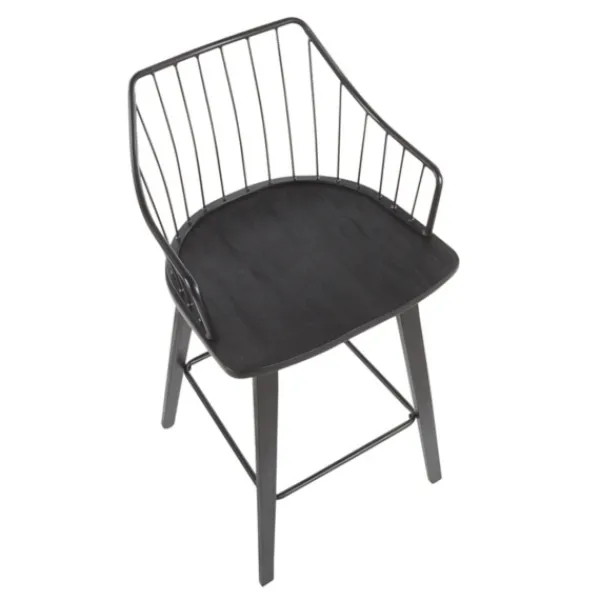 Bar Stools & Counter Height Stools-Kirkland's Home Poplar Wood Swivel Counter Stool Black