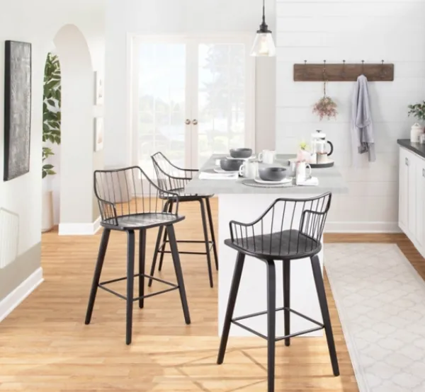 Bar Stools & Counter Height Stools-Kirkland's Home Poplar Wood Swivel Counter Stool Black