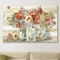 Canvas Art-Kirkland's Home Poppies And Eucalyptus Canvas Art Print, 48X32 In. Multi