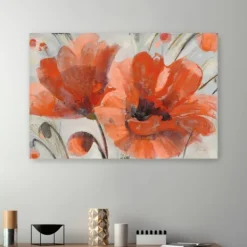 Canvas Art-Kirkland's Home Popping Poppies Canvas Art Print, 48X32 In. Orange/White