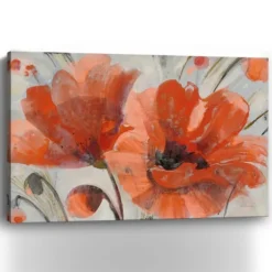Canvas Art-Kirkland's Home Popping Poppies Canvas Art Print, 48X32 In. Orange/White