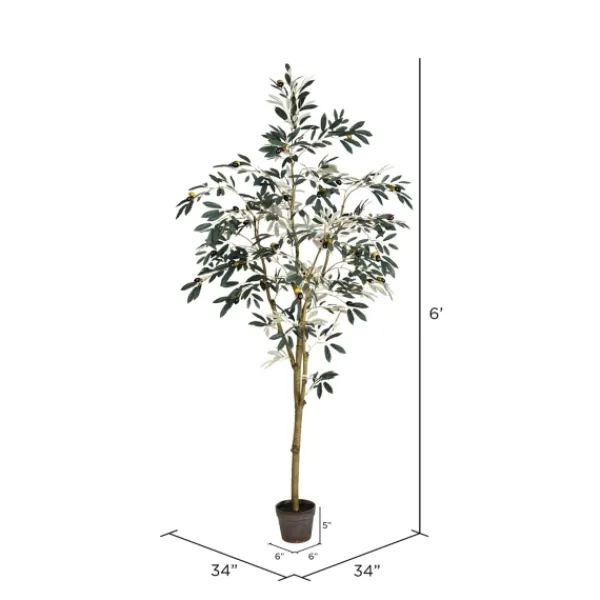 Trees & Topiaries-Kirkland's Home Potted Olive Branch Tree, 6 Ft.