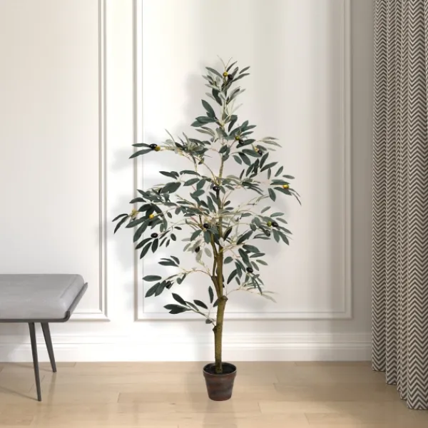 Trees & Topiaries-Kirkland's Home Potted Olive Tree, 4 Ft.