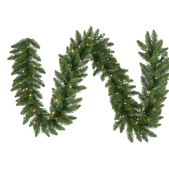 Arrangements & Greenery-Kirkland's Home Pre-Lit Camdon Fir Garland, 50 Ft. Green