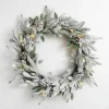 Wreaths-Kirkland's Home Pre-Lit Flocked Winter Pinecone Wreath White