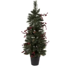 Arrangements & Greenery-Kirkland's Home Pre-Lit 4-Pc. Outdoor Christmas Greenery Set Green/Red