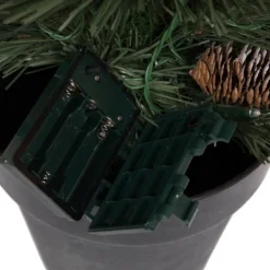 Arrangements & Greenery-Kirkland's Home Pre-Lit 4-Pc. Outdoor Christmas Greenery Set Green/Red