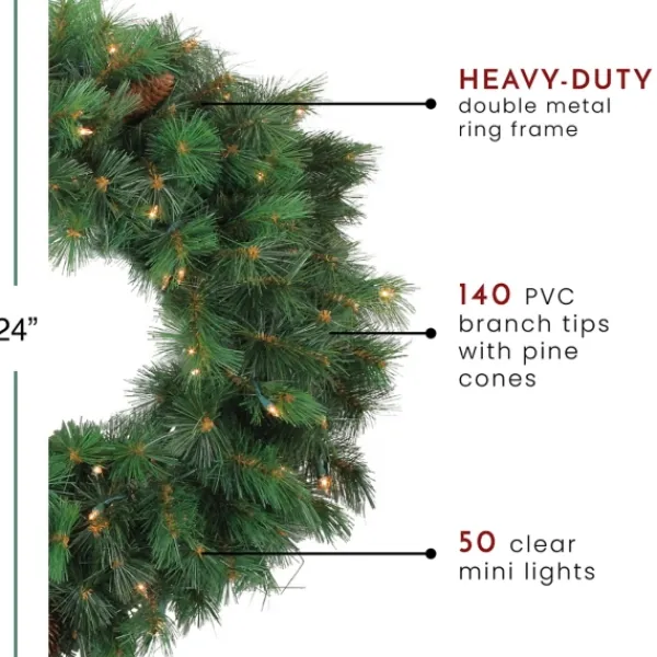 Wreaths-Kirkland's Home Pre-Lit Royal Oregon Pine Wreath Green