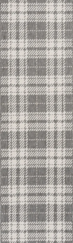 Outdoor Rugs-Kirkland's Home Priya Plaid Indoor/Outdoor Area Rug, 2X7 Gray