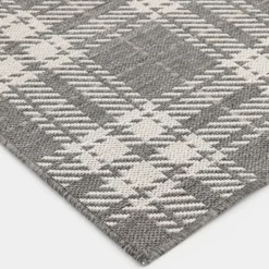 Outdoor Rugs-Kirkland's Home Priya Plaid Indoor/Outdoor Area Rug, 2X7 Gray