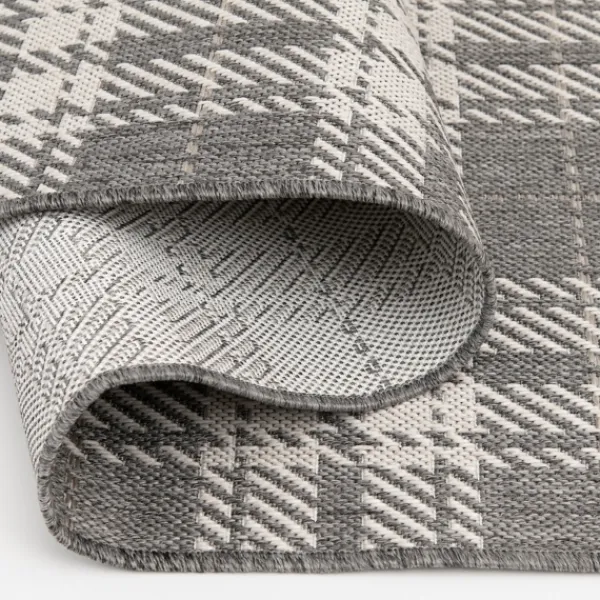Outdoor Rugs-Kirkland's Home Priya Plaid Indoor/Outdoor Area Rug, 2X7 Gray