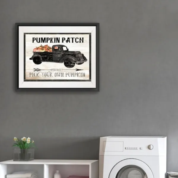 Wall Quotes & Signs-Kirkland's Home Pumpkin Patch Black Truck Giclee Canvas Art Print Tan/Gray/Black