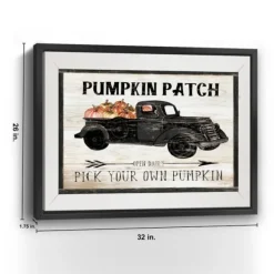 Wall Quotes & Signs-Kirkland's Home Pumpkin Patch Black Truck Giclee Canvas Art Print Tan/Gray/Black