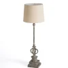 Buffet Lamps-Kirkland's Home Quatrefoil Distressed Gray Buffet Lamp Tan