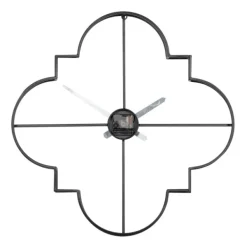 Clocks-Kirkland's Home Quatrefoil Iron Cut-Out Wall Clock Black