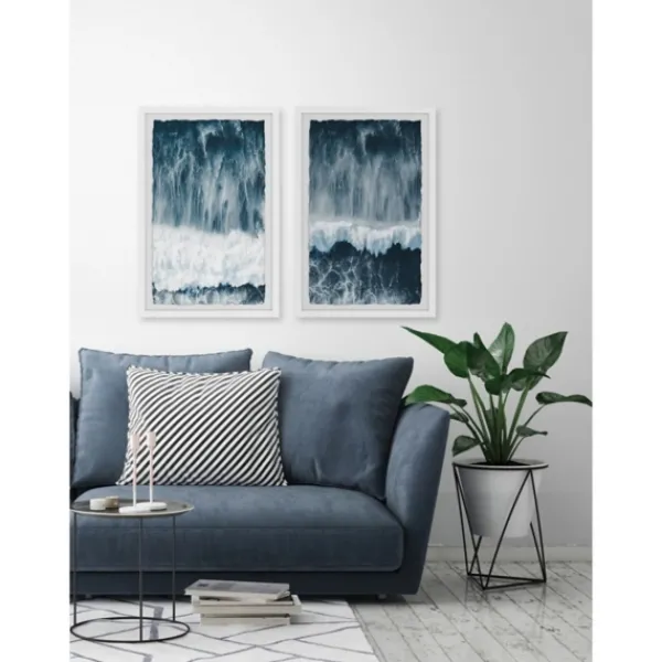 Framed Art-Kirkland's Home Raging Waves Diptych 2-Pc. Framed Wall Art Set Blue/White