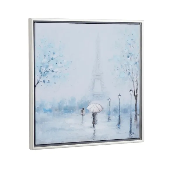 Framed Art-Kirkland's Home Rainy Paris Blues Transitional Framed Wall Art Blue/White/Black