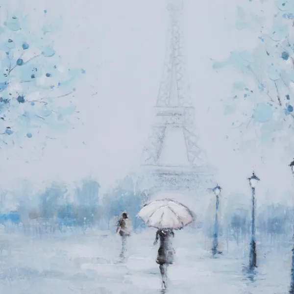 Framed Art-Kirkland's Home Rainy Paris Blues Transitional Framed Wall Art Blue/White/Black