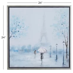Framed Art-Kirkland's Home Rainy Paris Blues Transitional Framed Wall Art Blue/White/Black