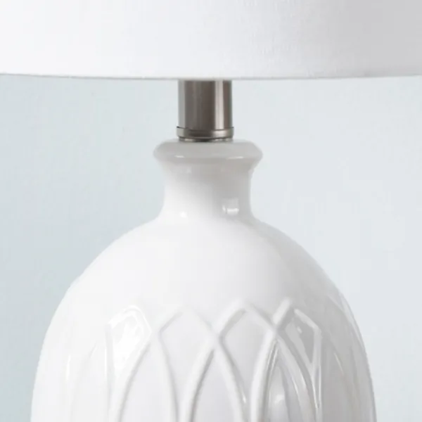 Table Lamps-Kirkland's Home Raised Geometric Table Lamp White