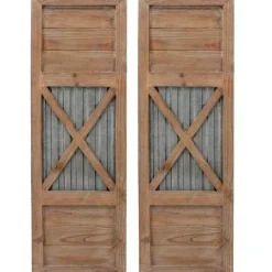 Wall Plaques-Kirkland's Home Raleigh Shutters, Set Of 2 Brown/Silver