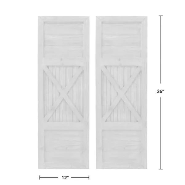 Wall Plaques-Kirkland's Home Raleigh Shutters, Set Of 2 Brown/Silver