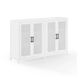 Tv Stands & Media Consoles-Kirkland's Home Rattan 4-Doors Wood Cabinet White