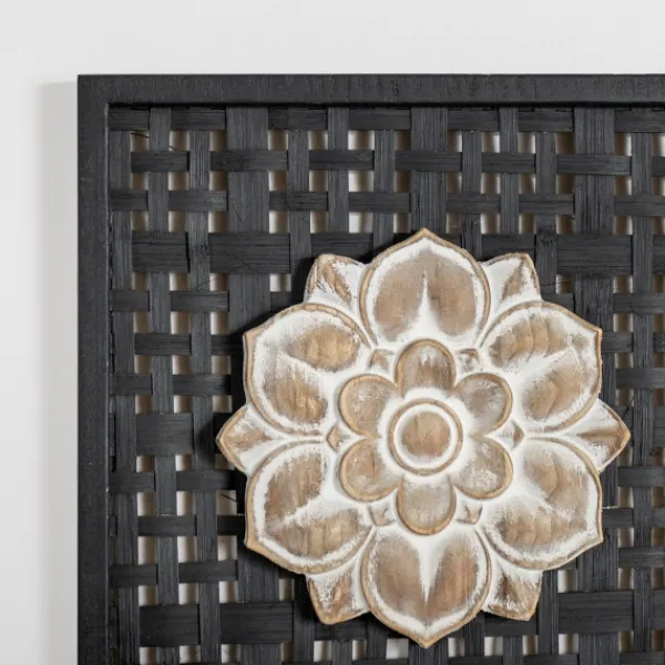 Wall Plaques-Kirkland's Home Rattan Medallion Wall I Plaque Black