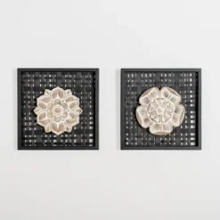 Wall Plaques-Kirkland's Home Rattan Medallion Wall I Plaque Black