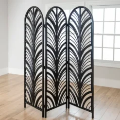 Decorative Accents-Kirkland's Home Rattan Open Arches Room Divider Black