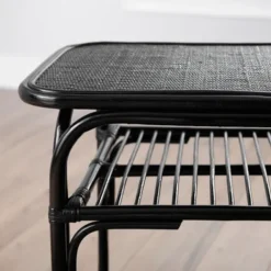 Console Tables-Kirkland's Home Rattan 3-Pc. Nesting Table Set Black