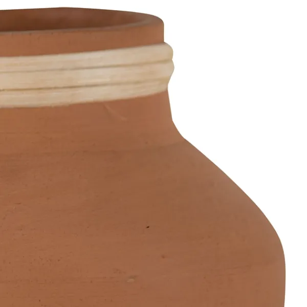 Vases-Kirkland's Home Rattan Rim Hand-Thrown Terracotta Vase Orange