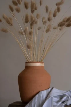 Vases-Kirkland's Home Rattan Rim Hand-Thrown Terracotta Vase Orange