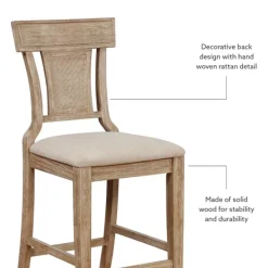 Bar Stools & Counter Height Stools-Kirkland's Home Ray With Gray Wash Finish Counter Stool Brown