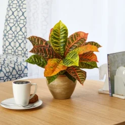 Trees & Topiaries-Kirkland's Home Real Touch Potted Garden Croton Plant