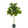 Trees & Topiaries-Kirkland's Home Real Touch Variegated Ficus Altissima Tree, 4 Ft.