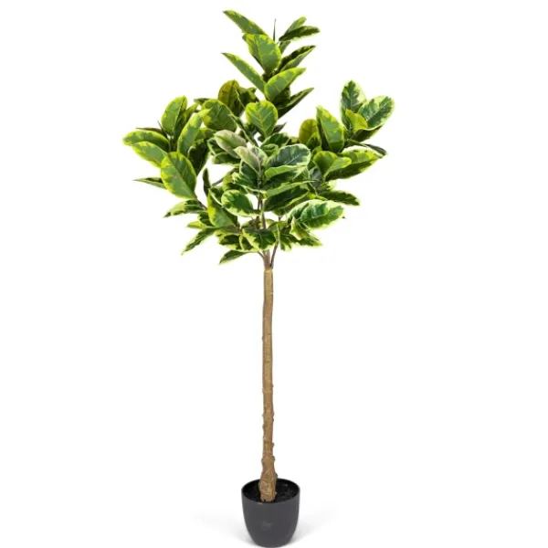 Trees & Topiaries-Kirkland's Home Real Touch Variegated Rubber Tree, 6 Ft.