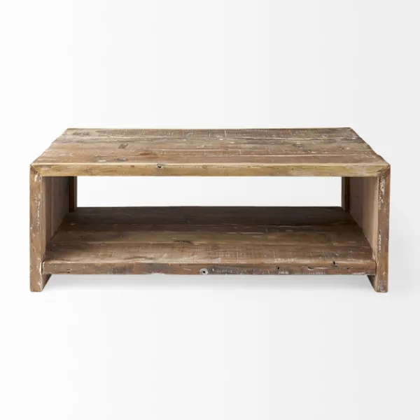 Coffee Tables-Kirkland's Home Reclaimed Natural Wood Distressed Coffee Table