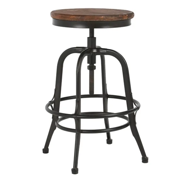 Bar Stools & Counter Height Stools-Kirkland's Home Reclaimed Pine Wood Adjustable Counter Stool Black/Brown