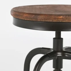 Bar Stools & Counter Height Stools-Kirkland's Home Reclaimed Pine Wood Adjustable Counter Stool Black/Brown