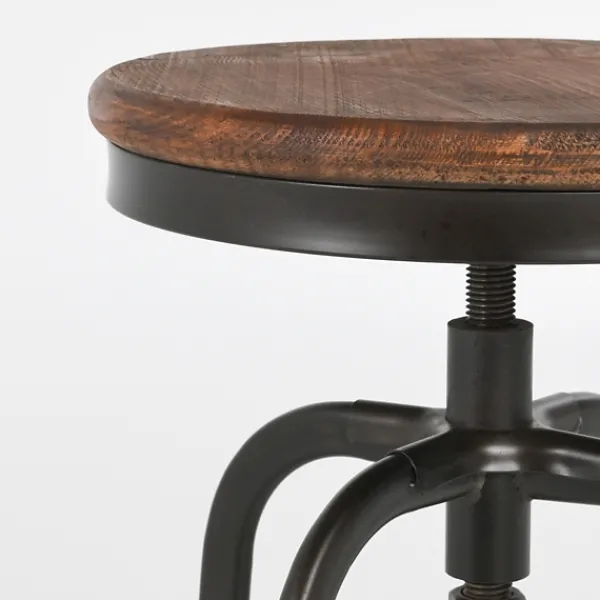 Bar Stools & Counter Height Stools-Kirkland's Home Reclaimed Pine Wood Adjustable Counter Stool Black/Brown