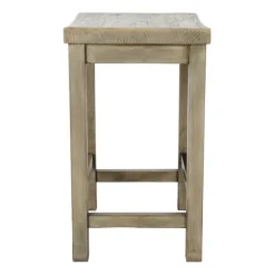 Bar Stools & Counter Height Stools-Kirkland's Home Reclaimed Pine Wood Counter Stool Gray