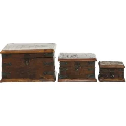 Baskets & Boxes-Kirkland's Home Reclaimed Wood Antique Box Set, Set Of 3 Brown/Black