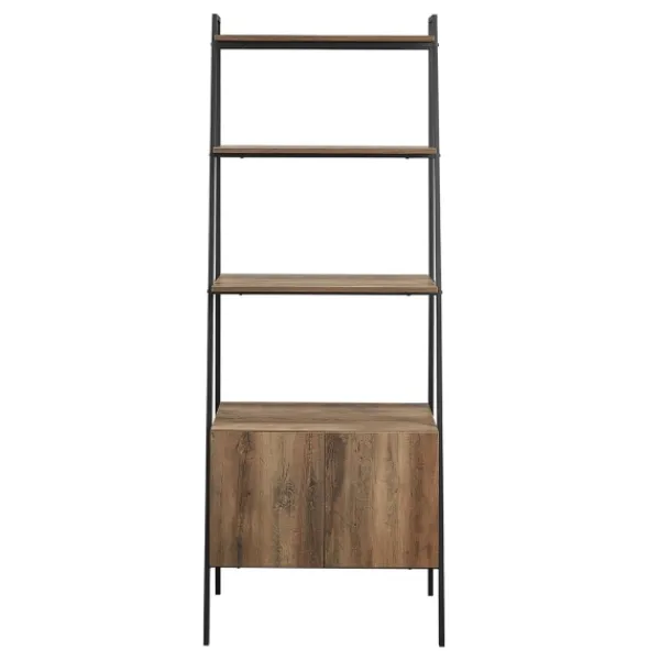 Bookshelves-Kirkland's Home Reclaimed Wood Modern Ladder Bookcase With Cabinet
