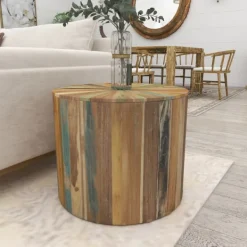Accent & End Tables-Kirkland's Home Reclaimed Wood Round Accent Table Brown