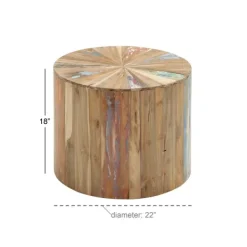 Accent & End Tables-Kirkland's Home Reclaimed Wood Round Accent Table Brown